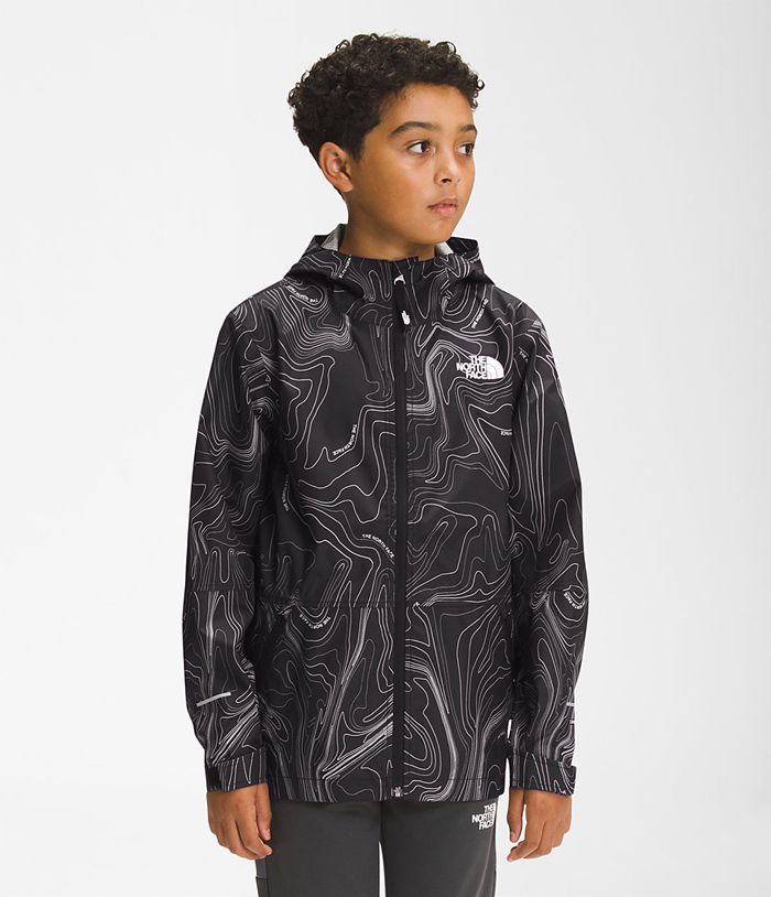 The North Face Boys Jacket Printed Alta Vista Rain 327NFBCMU - Black